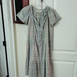 LOFT Multicolor Plaid Midi Dress